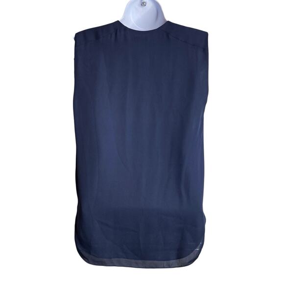 L'Agence Women's Navy Blue Sleeveless 100% Silk Blouse Size XS Flowy Old Money - Picture 2 of 12